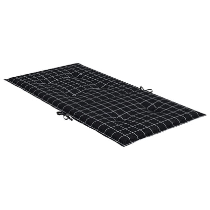 Stoelkussens 6 st lage rug ruitpatroon stof zwart