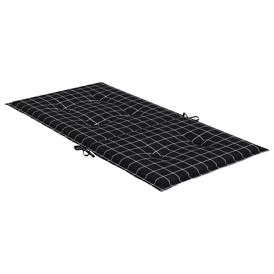 Stoelkussens 6 st lage rug ruitpatroon stof zwart
