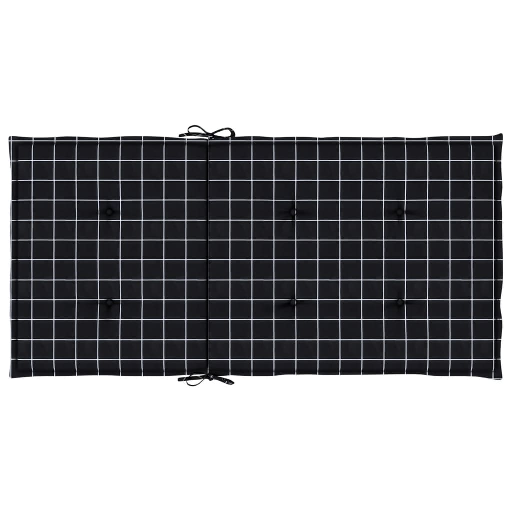 Stoelkussens 6 st lage rug ruitpatroon stof zwart