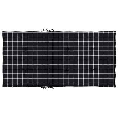 Stoelkussens 6 st lage rug ruitpatroon stof zwart