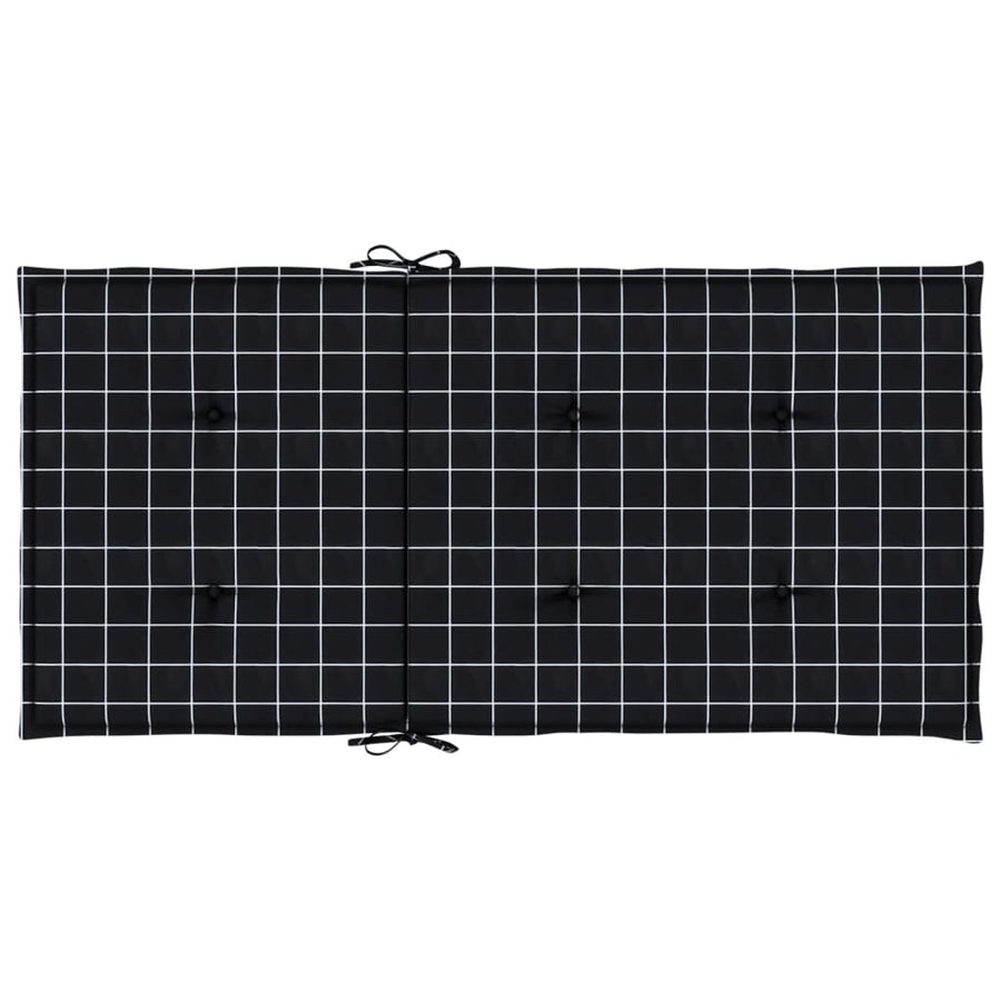Stoelkussens 6 st lage rug ruitpatroon stof zwart