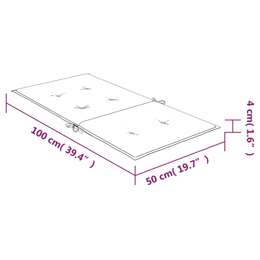 Stoelkussens Lage Rug Stof Meerkleurig 2 100 x 50 x 4 cm Groen en roze