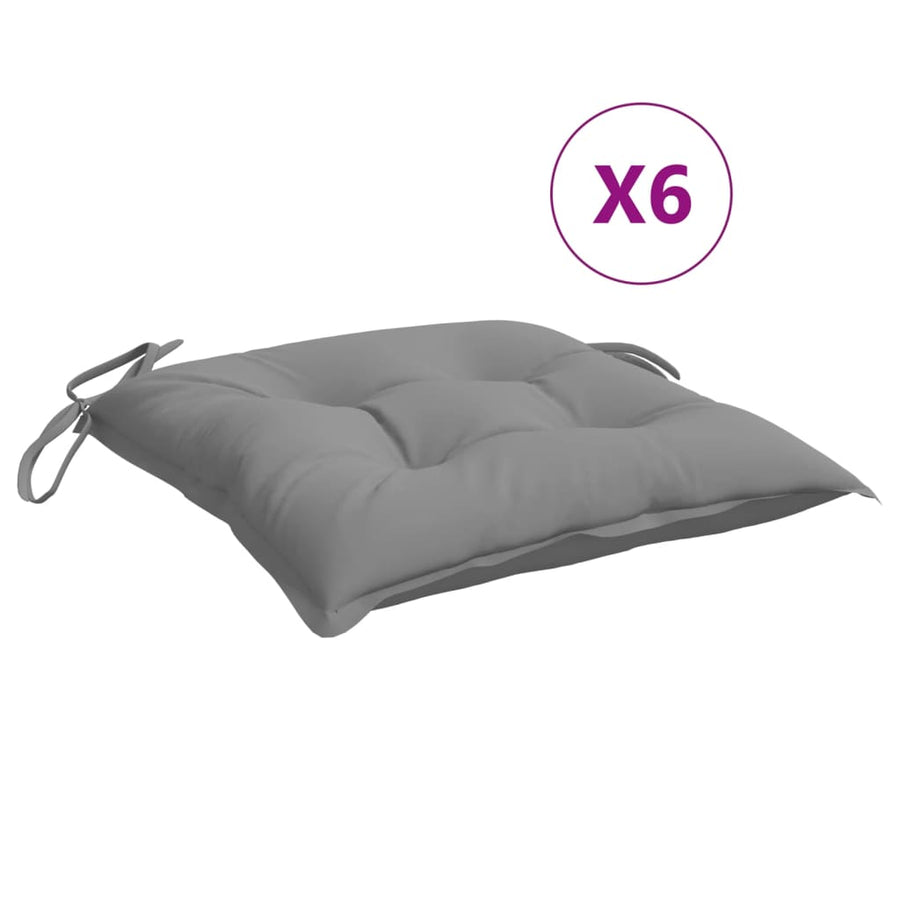 Stoelkussens 6 st 40x40x7 cm oxford stof grijs