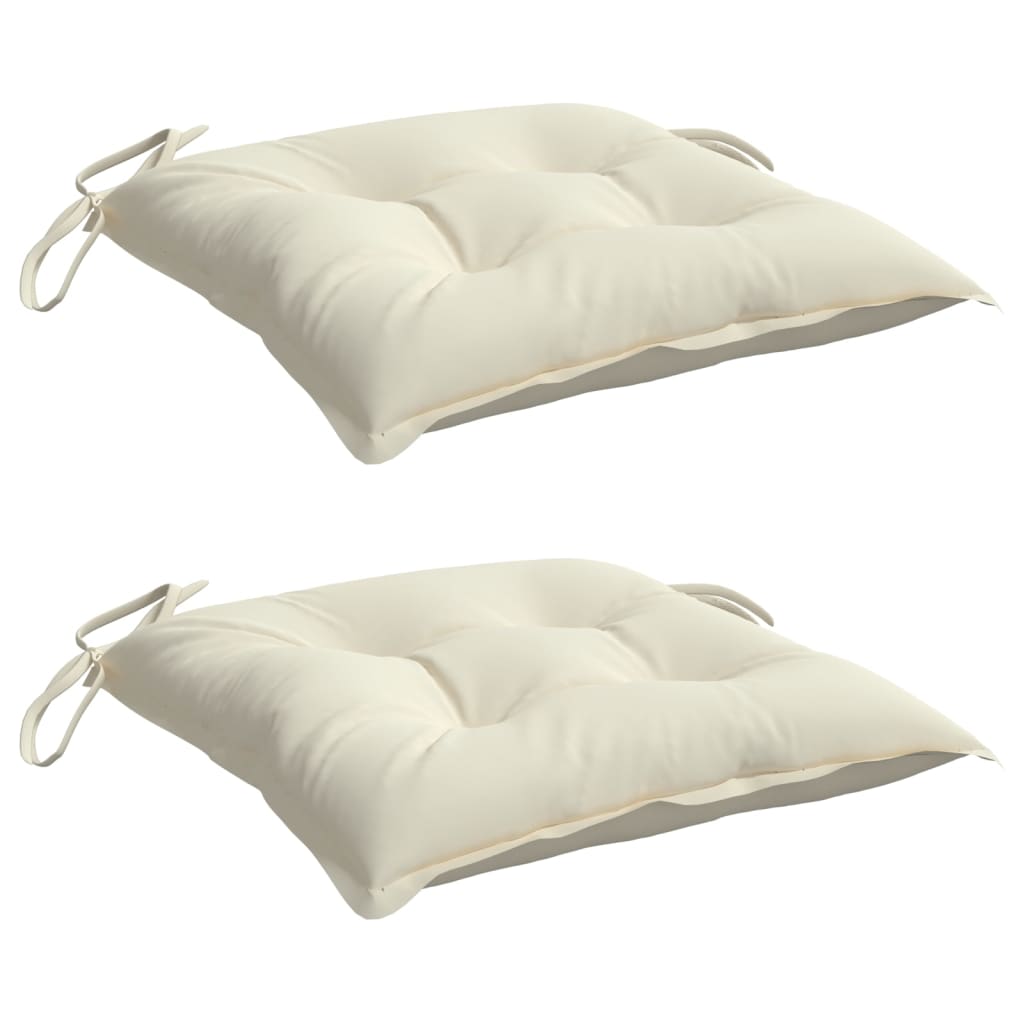 Stoelkussens 2 st 40x40x7 cm stof crèmewit