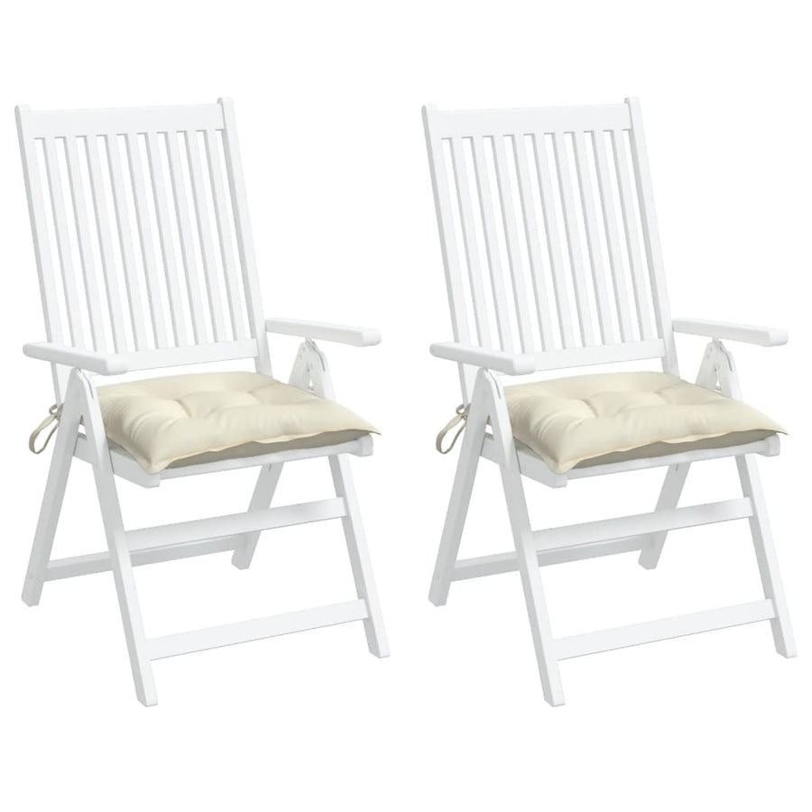 Stoelkussens 2 st 40x40x7 cm stof crèmewit