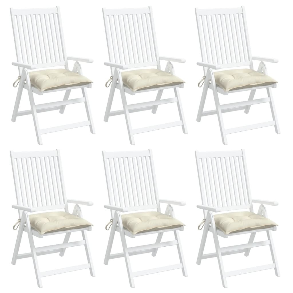 Stoelkussens 6 st 40x40x7 cm stof crèmewit