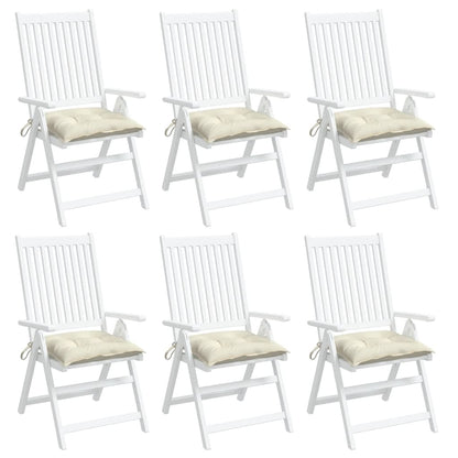 Stoelkussens 6 st 40x40x7 cm stof crèmewit