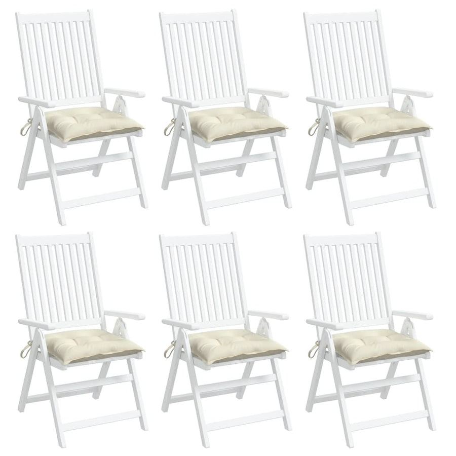 Stoelkussens 6 st 40x40x7 cm stof crèmewit