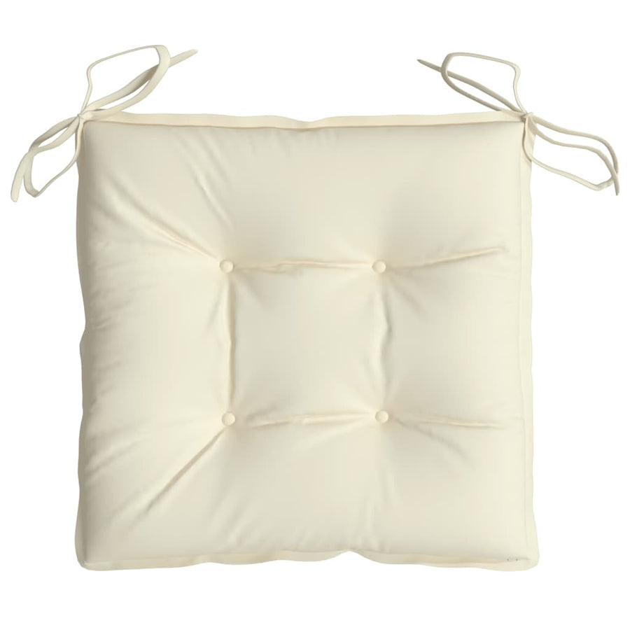 Stoelkussens 6 st 40x40x7 cm stof crèmewit