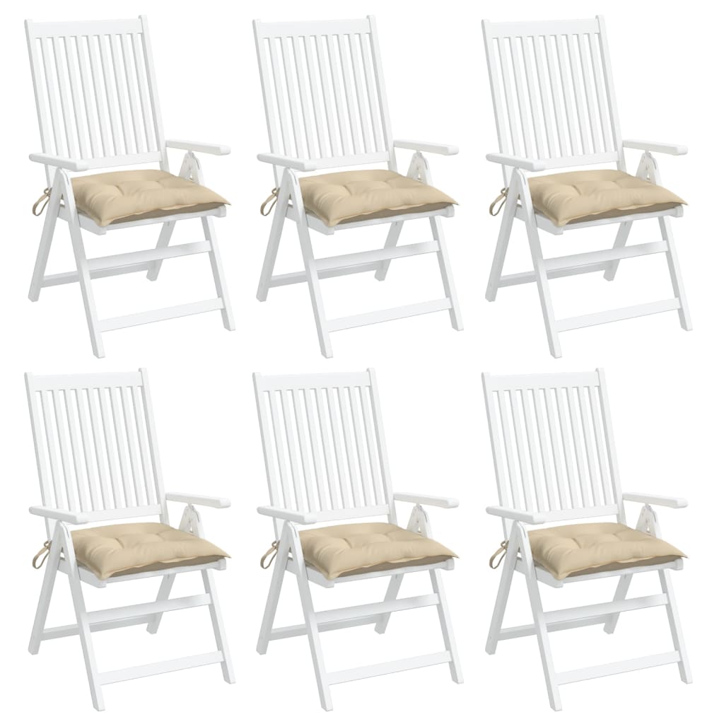Stoelkussens 6 st 40x40x7 cm oxford stof beige
