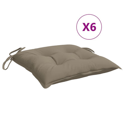 Stoelkussens 6 st 40x40x7 cm oxford stof taupe