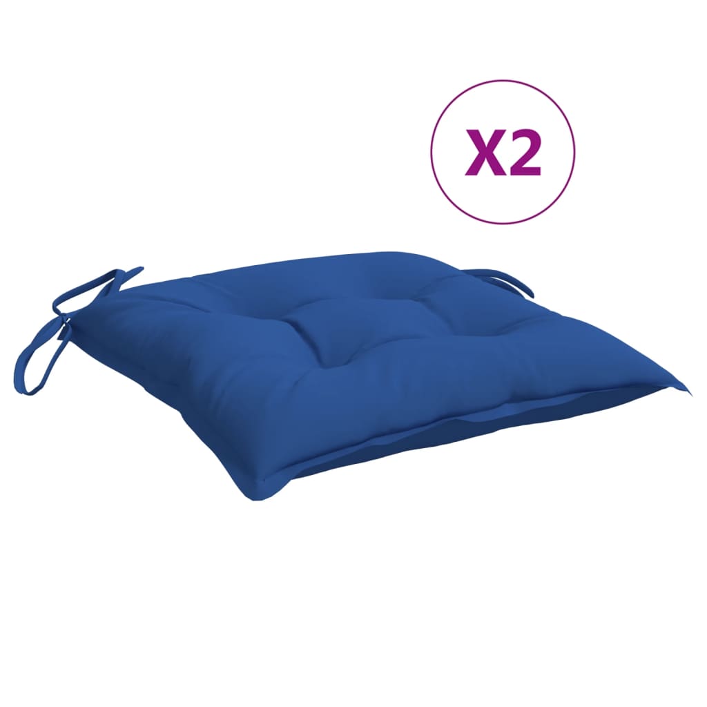 Stoelkussens 2 st 40x40x7 cm oxford stof blauw