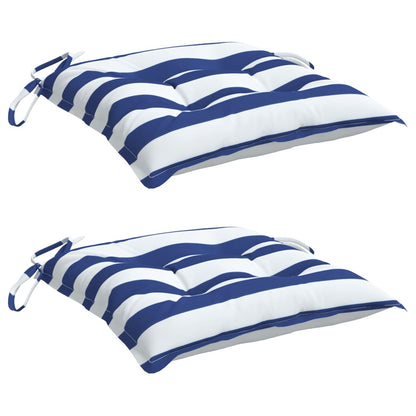 Stoelkussens Gestreept Stof En Blauw En Wit 2