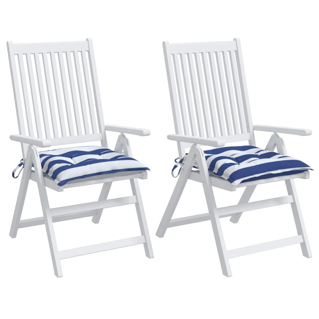 Stoelkussens Gestreept Stof En Blauw En Wit 2