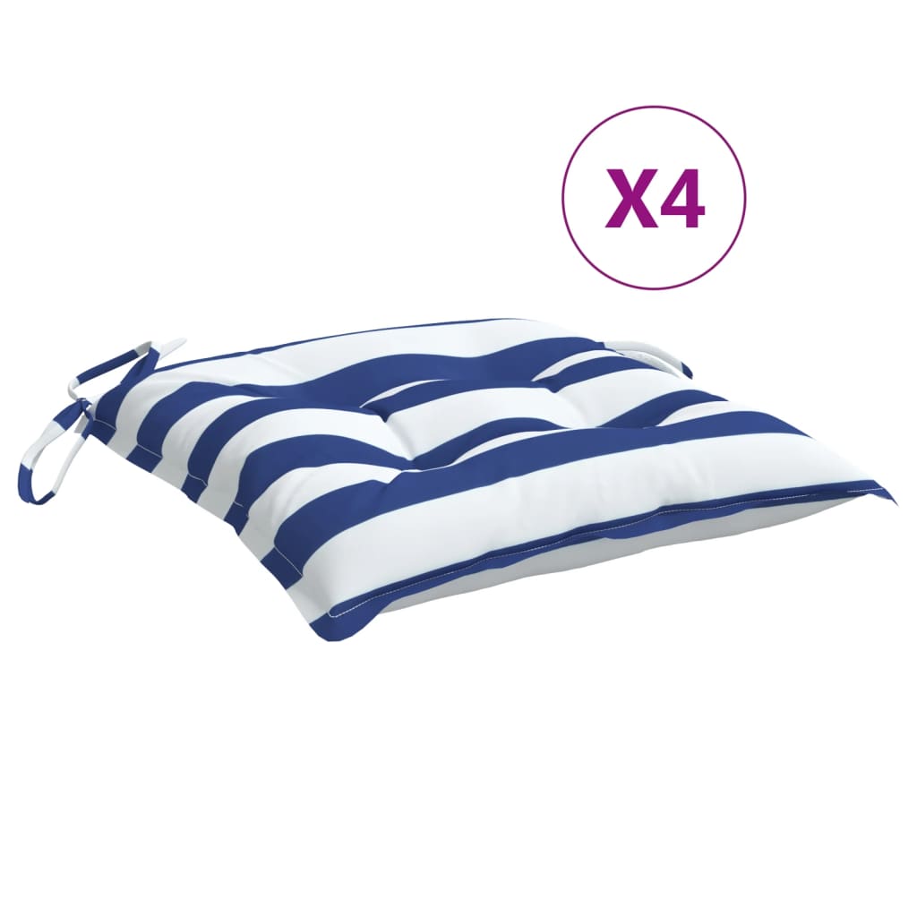 Stoelkussens Gestreept Stof En Blauw En Wit 4