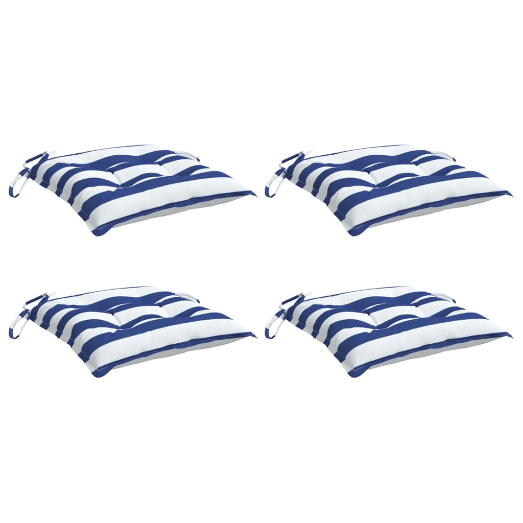 Stoelkussens Gestreept Stof En Blauw En Wit 4
