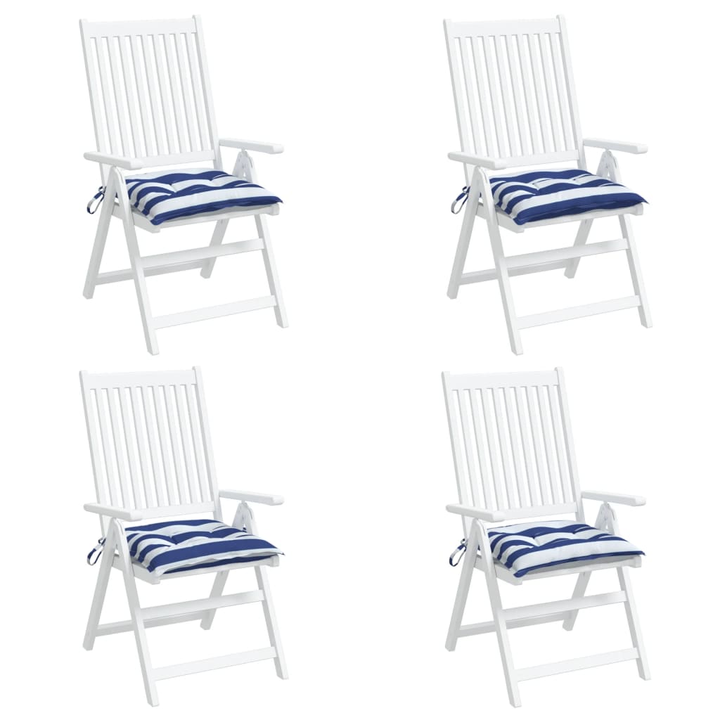 Stoelkussens Gestreept Stof En Blauw En Wit 4
