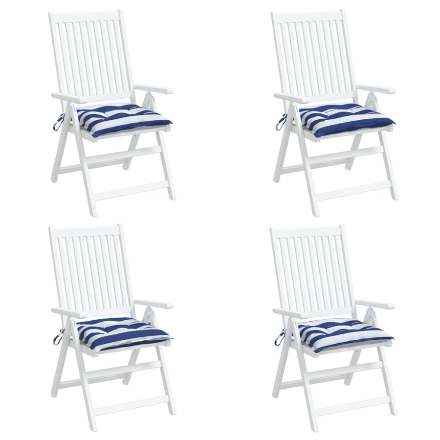 Stoelkussens Gestreept Stof En Blauw En Wit 4