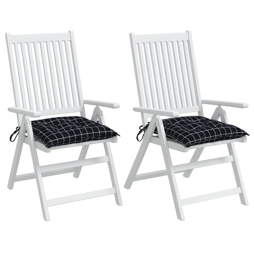 Stoelkussens Ruitpatroon Stof Zwart En Wit 2 40 x 40 x 7 cm