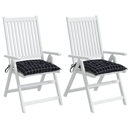 Stoelkussens Ruitpatroon Stof Zwart En Wit 2 40 x 40 x 7 cm