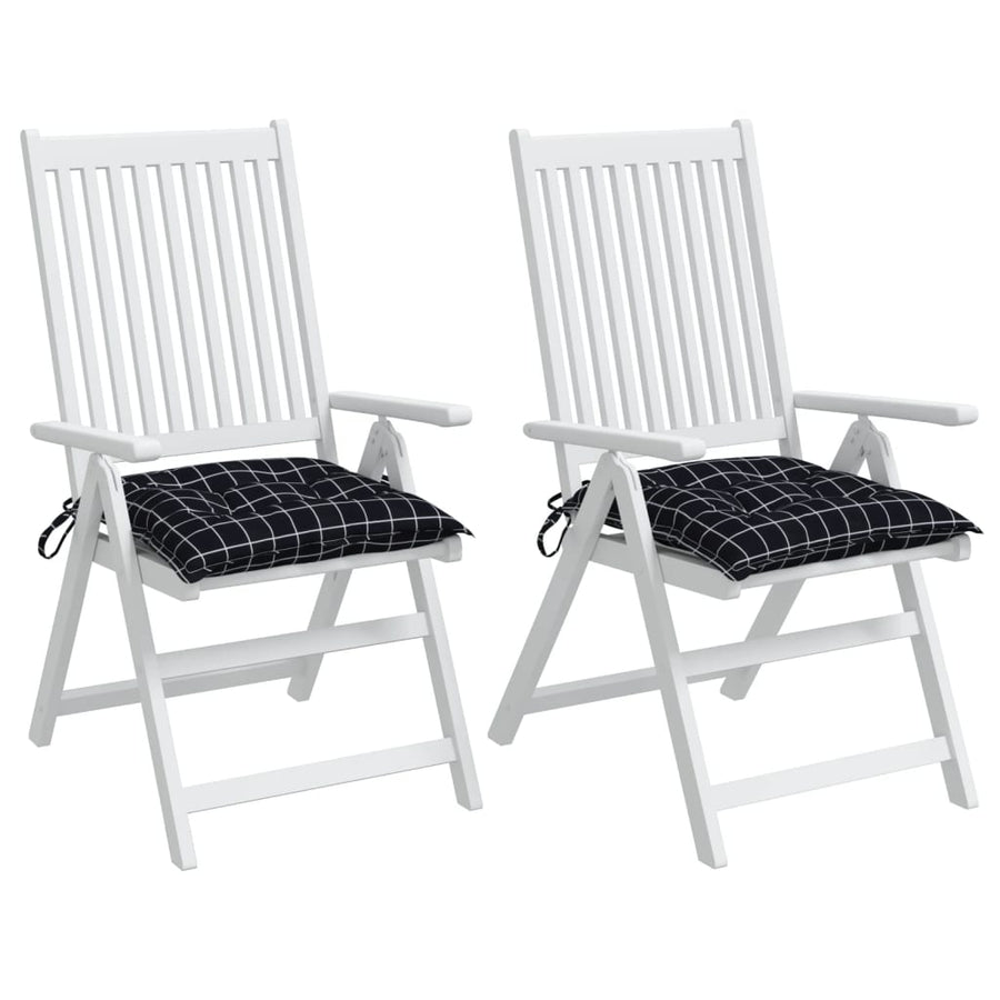 Stoelkussens Ruitpatroon Stof Zwart En Wit 2 40 x 40 x 7 cm