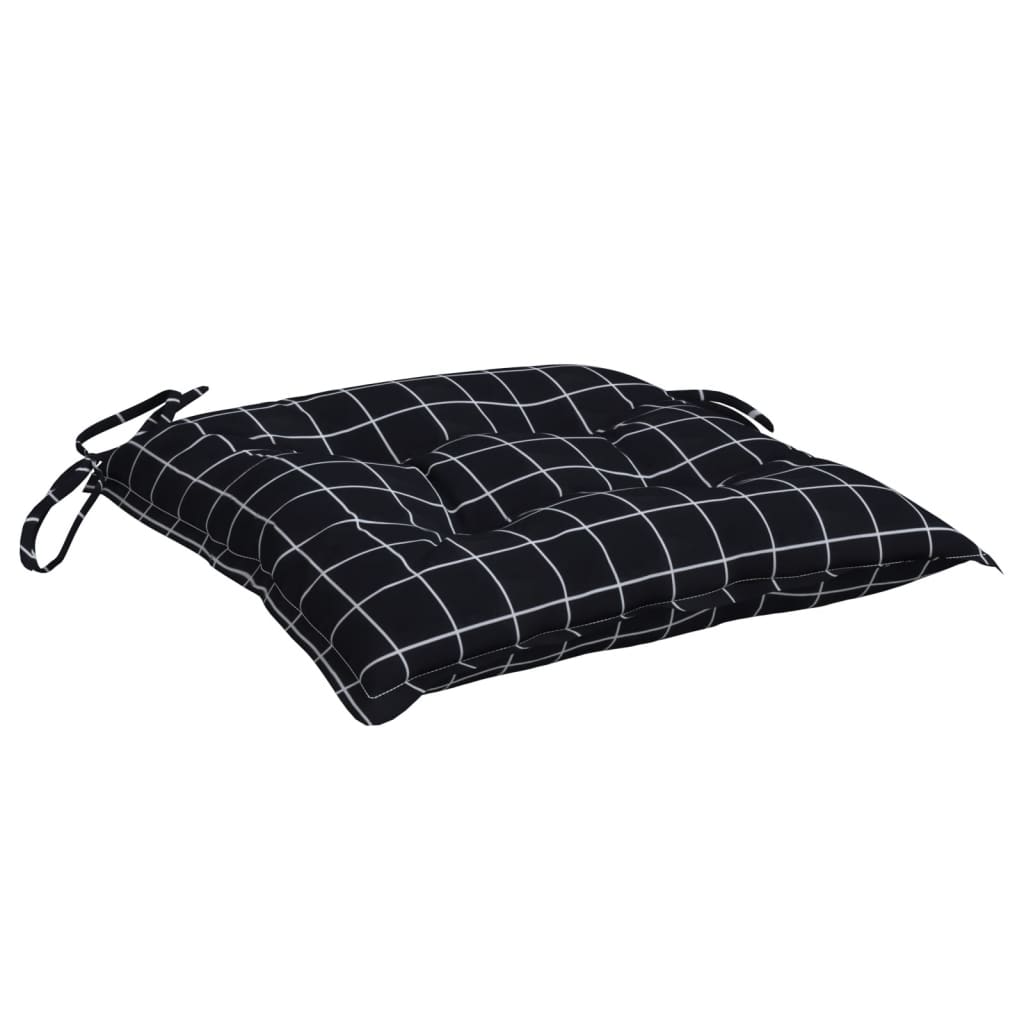 Stoelkussens Ruitpatroon Stof Zwart En Wit 2 40 x 40 x 7 cm