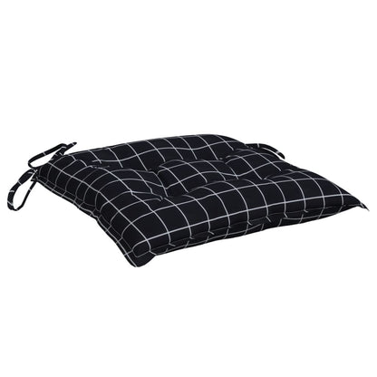Stoelkussens Ruitpatroon Stof Zwart En Wit 2 40 x 40 x 7 cm