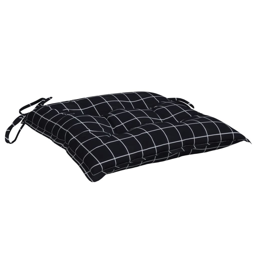 Stoelkussens Ruitpatroon Stof Zwart En Wit 2 40 x 40 x 7 cm
