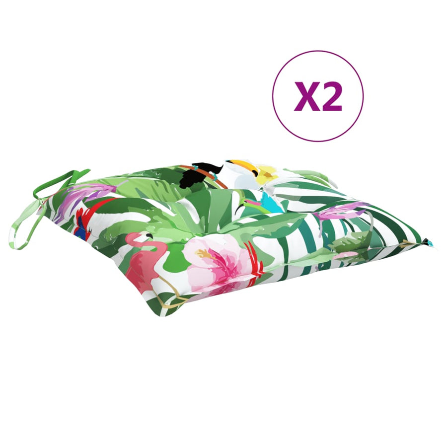 Stoelkussens 2 st 40x40x7 cm stof meerkleurig