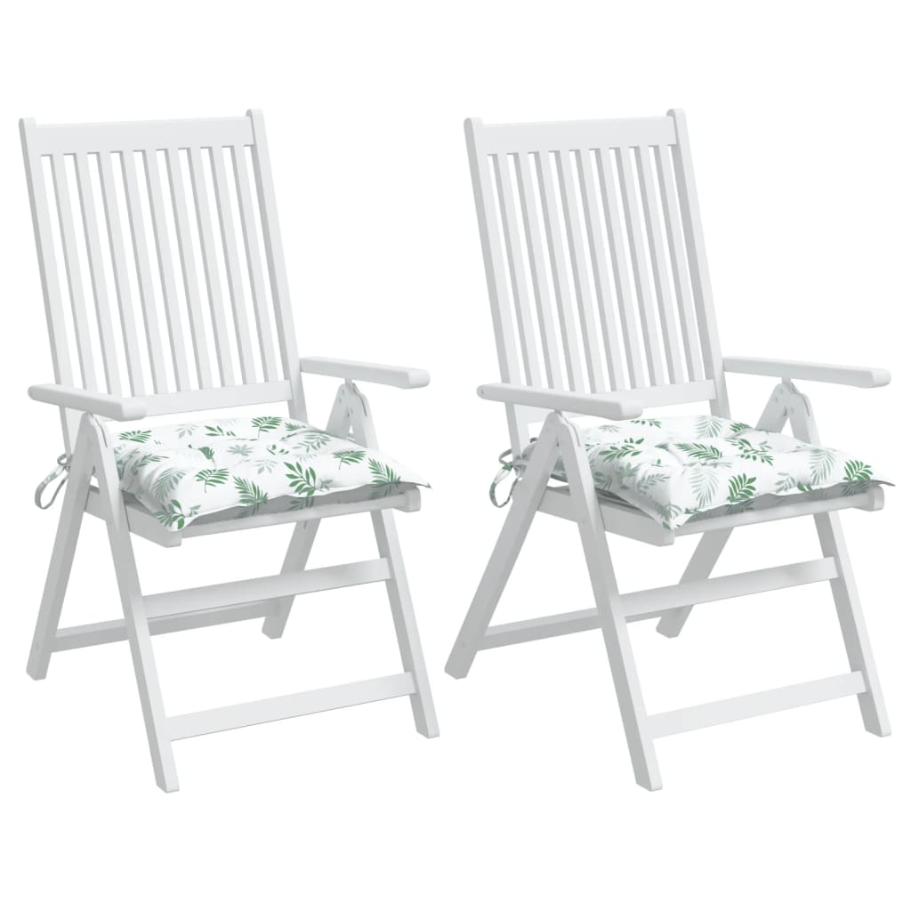 Stoelkussens 2 st bladpatroon 40x40x7 cm stof