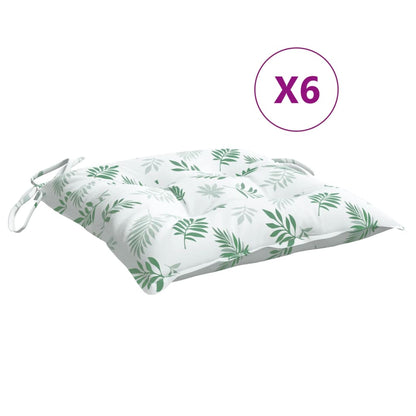 Stoelkussens 6 st bladpatroon 40x40x7 cm stof
