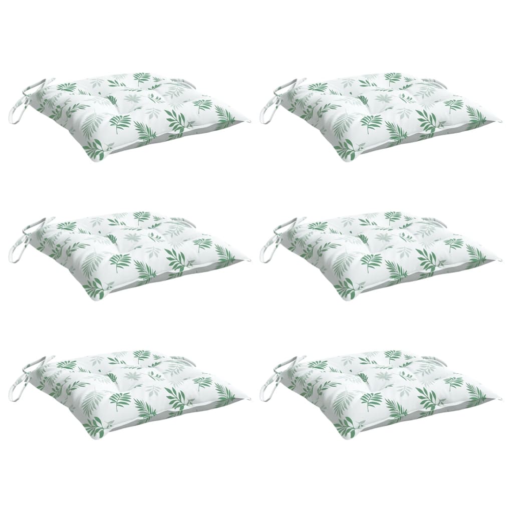 Stoelkussens 6 st bladpatroon 40x40x7 cm stof
