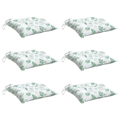 Stoelkussens 6 st bladpatroon 40x40x7 cm stof