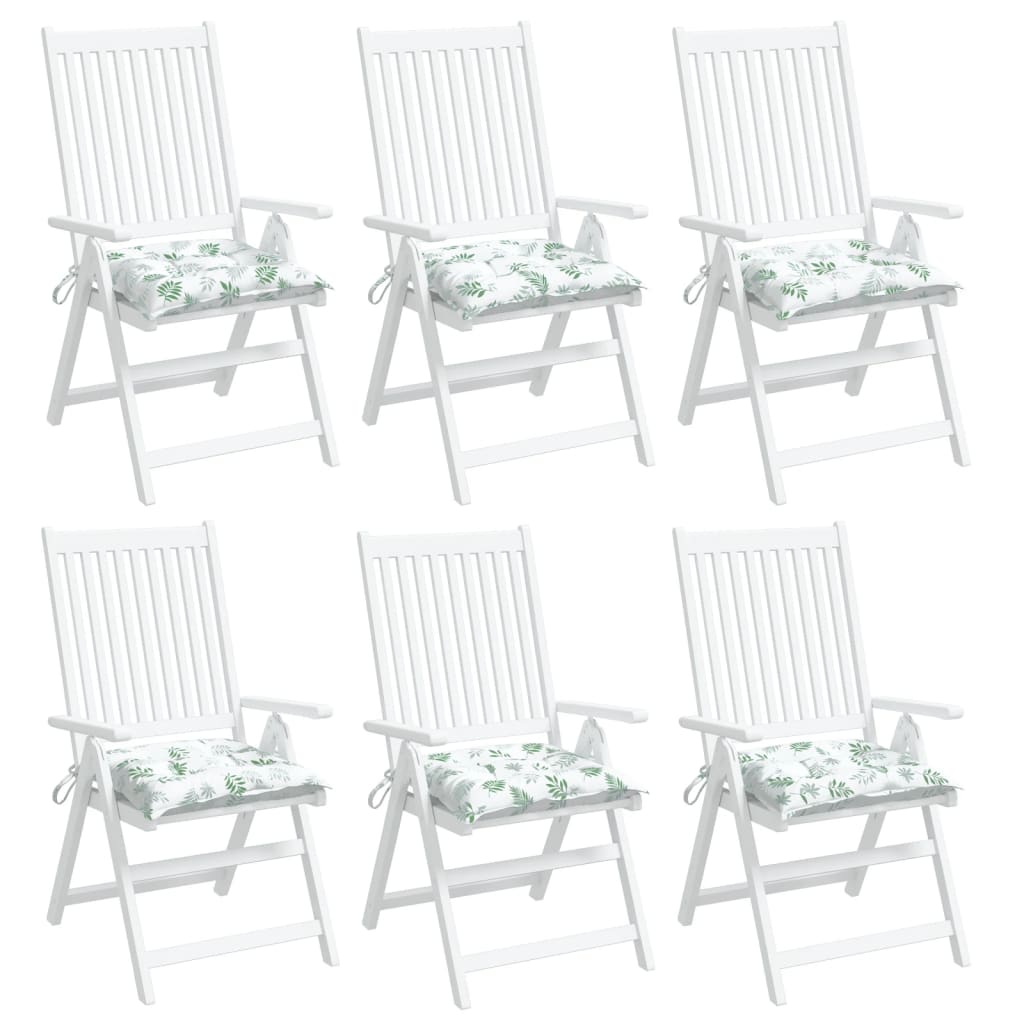 Stoelkussens 6 st bladpatroon 40x40x7 cm stof