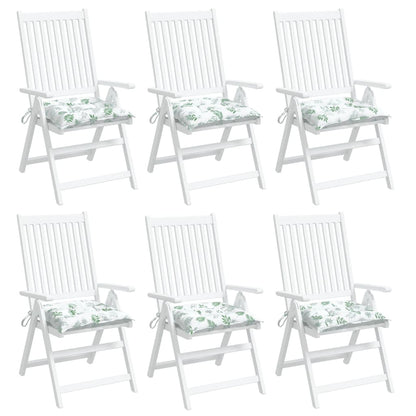 Stoelkussens 6 st bladpatroon 40x40x7 cm stof