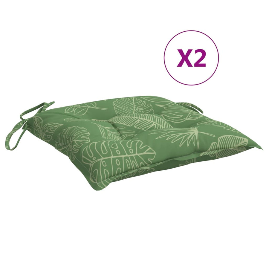 Stoelkussens 2 st bladpatroon 40x40x7 cm stof 2 40 x 40 x 7 cm