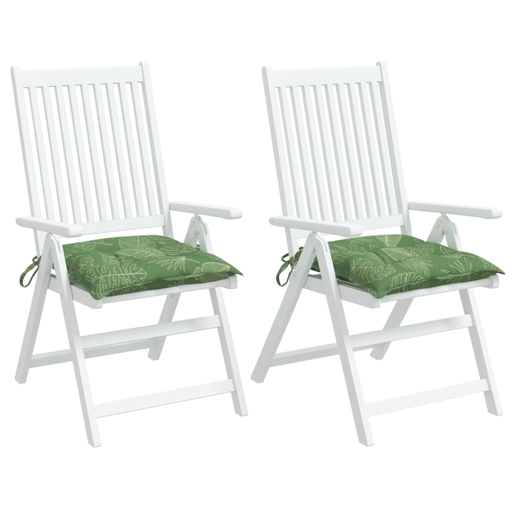 Stoelkussens 2 st bladpatroon 40x40x7 cm stof 2 40 x 40 x 7 cm