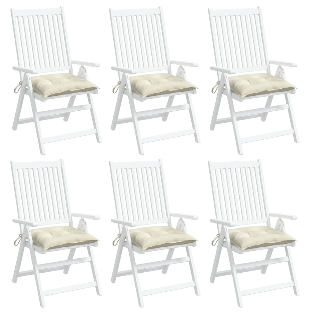Stoelkussens 6 st 50x50x7 cm oxford stof crèmewit