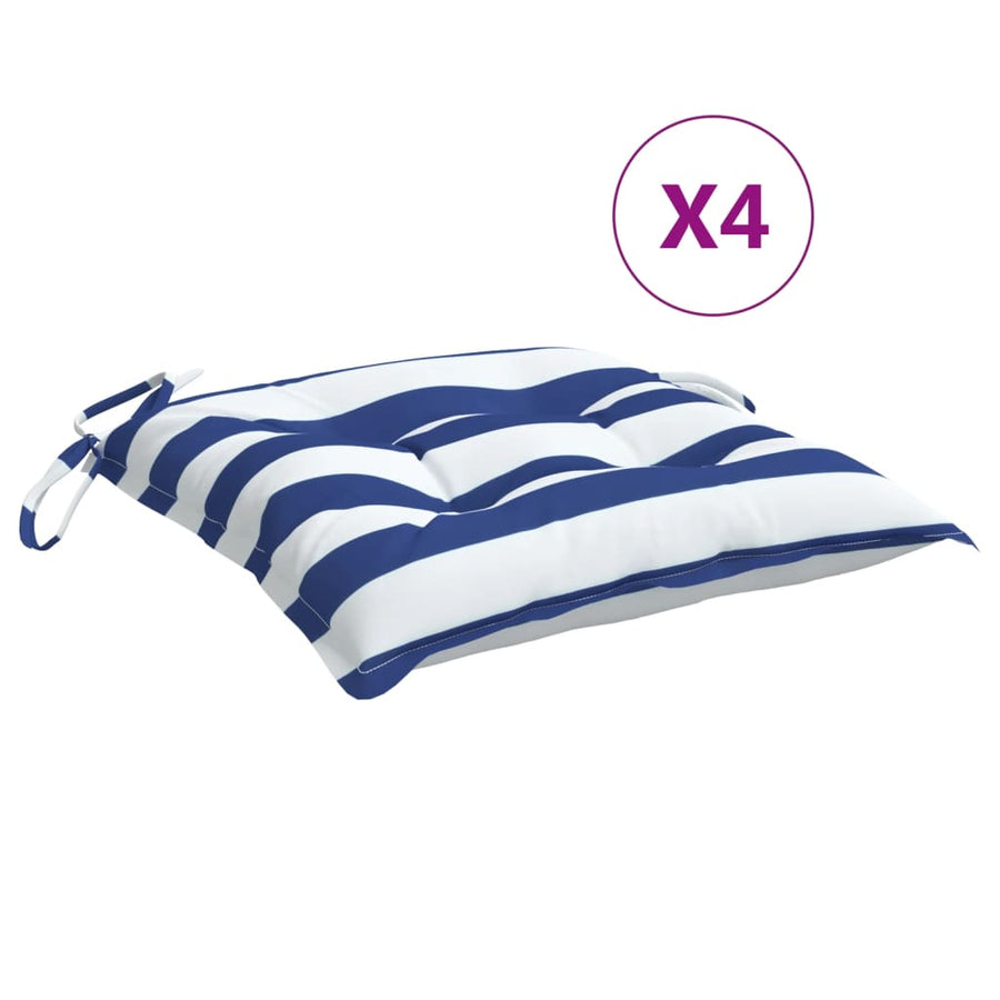 Stoelkussens Stof Gestreept En Blauw En Wit 4 50 x 50 x 7 cm