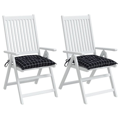 Stoelkussens 2 st 50x50x7 cm stof ruitpatroon zwart