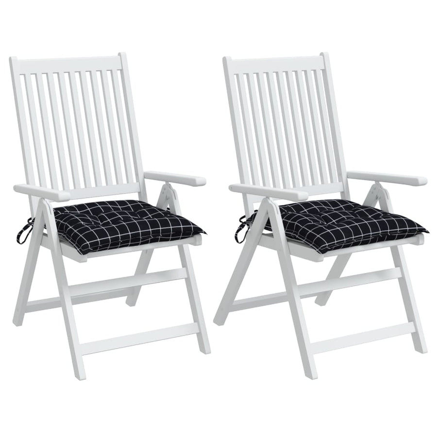 Stoelkussens 2 st 50x50x7 cm stof ruitpatroon zwart