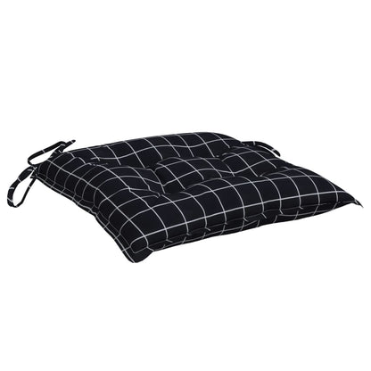 Stoelkussens 2 st 50x50x7 cm stof ruitpatroon zwart