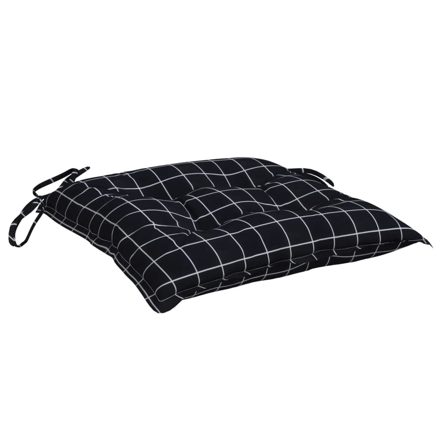 Stoelkussens 2 st 50x50x7 cm stof ruitpatroon zwart