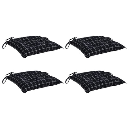 Stoelkussens 4 st 50x50x7 cm stof ruitpatroon zwart