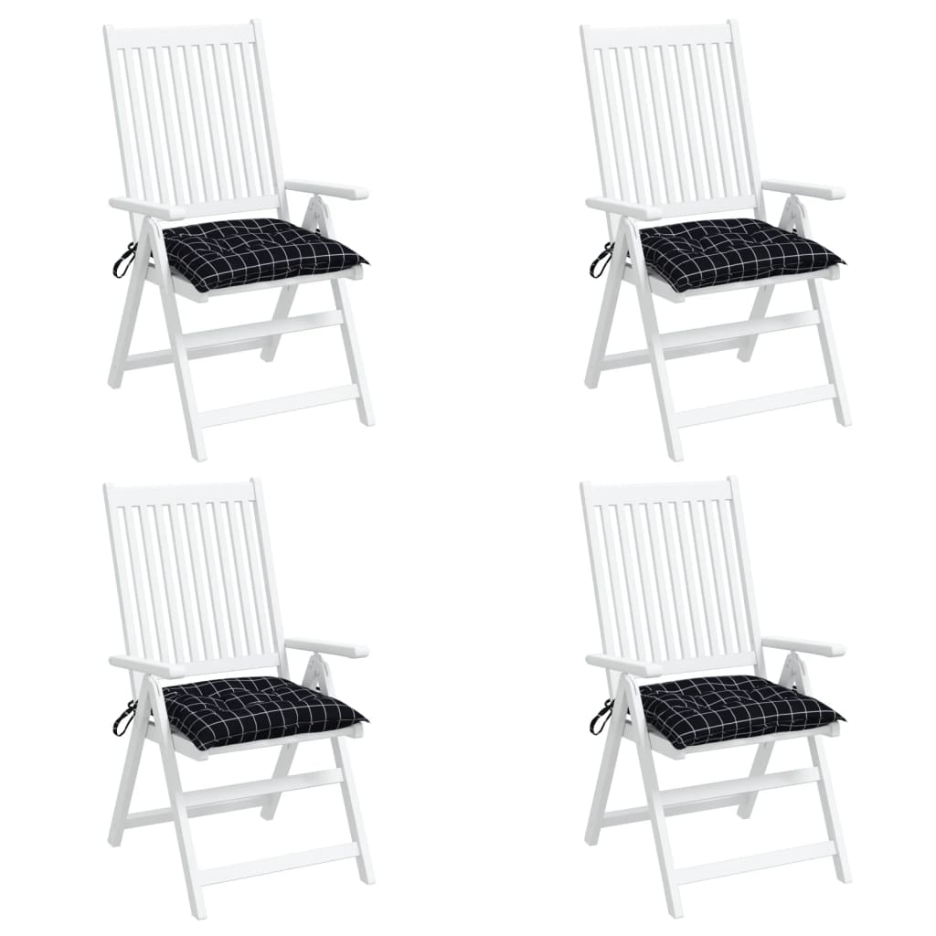Stoelkussens 4 st 50x50x7 cm stof ruitpatroon zwart
