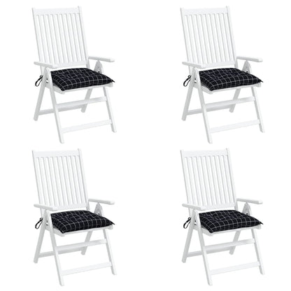 Stoelkussens 4 st 50x50x7 cm stof ruitpatroon zwart