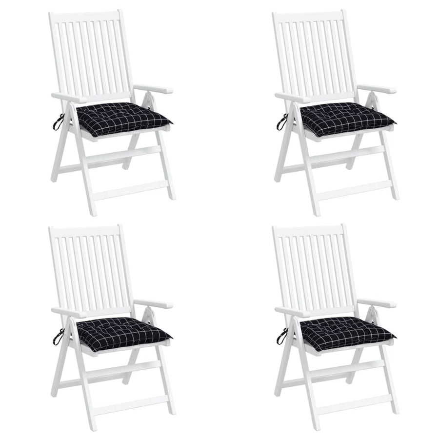 Stoelkussens 4 st 50x50x7 cm stof ruitpatroon zwart