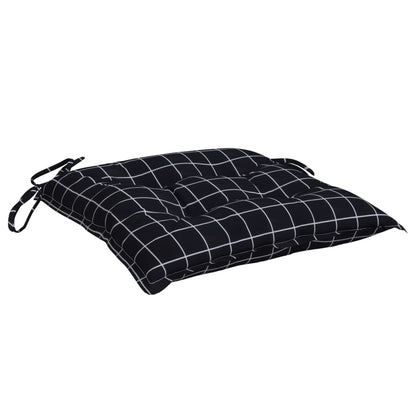 Stoelkussens 4 st 50x50x7 cm stof ruitpatroon zwart