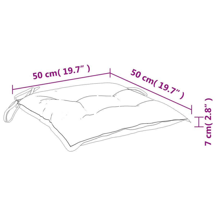 Stoelkussens 4 st 50x50x7 cm stof ruitpatroon zwart