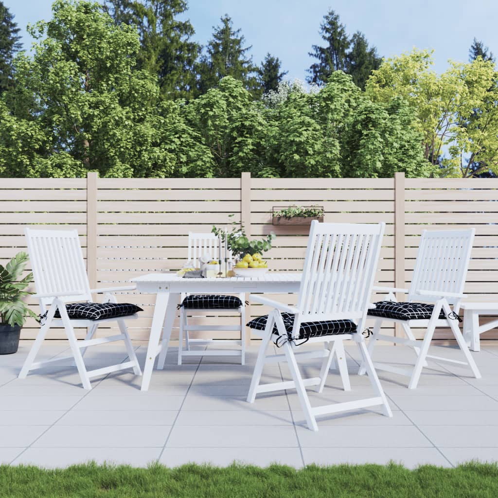 Stoelkussens 4 st 50x50x7 cm stof ruitpatroon zwart